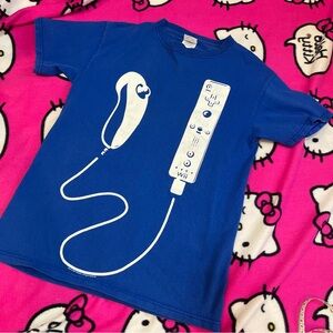 vintage nintendo 2007 promotional wii release graphic blue tshirt